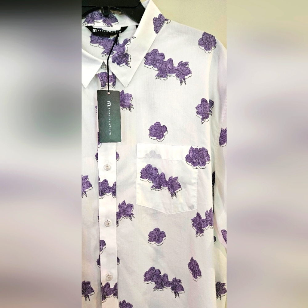 NWT Travis Mathew Hit The Books Floral Short Sleeve Stretch Button Up: Size- XXL - Picture 4 of 9